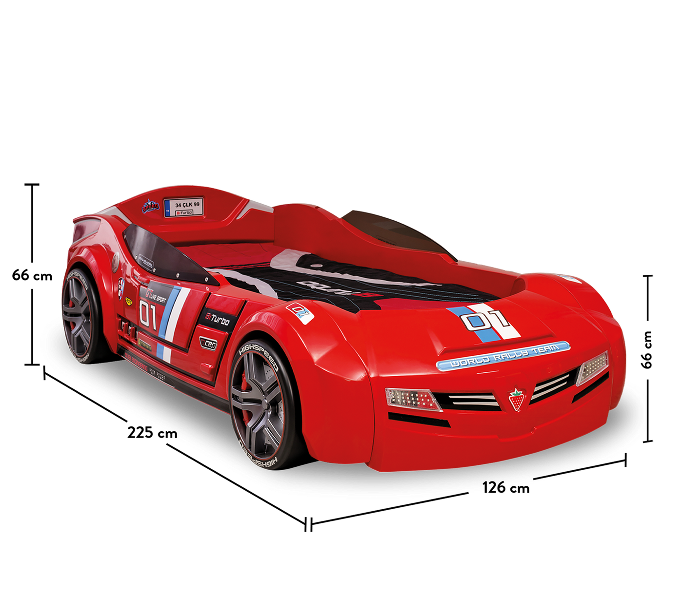 Biturbo кровать-машина (красная) (90x195 см)