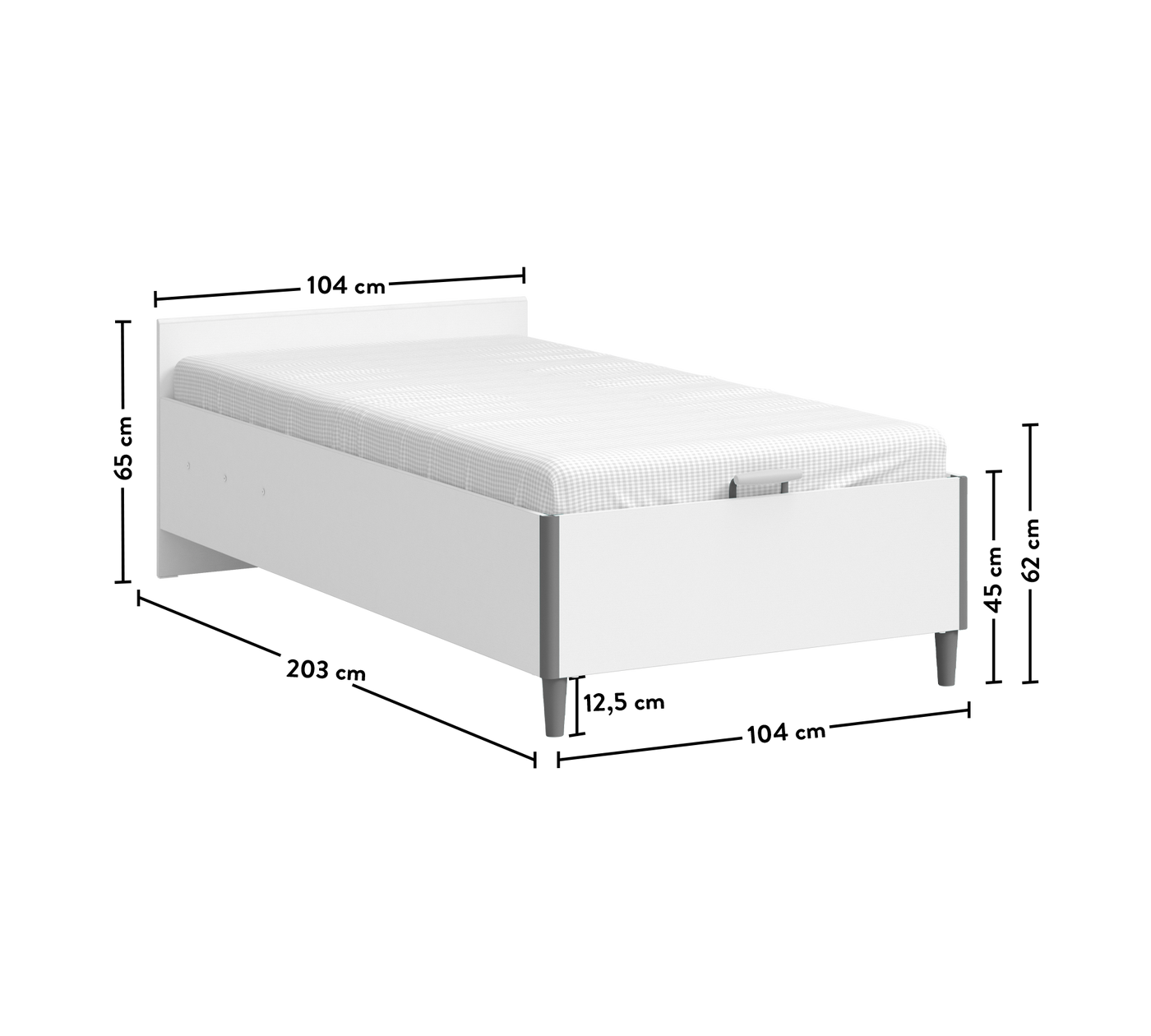 White кровать без изголовья с базой (100x200 см)