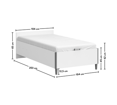 White кровать без изголовья с базой (100x200 см)