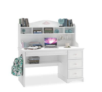 Rustic White широкий письменный стол с надстройкой