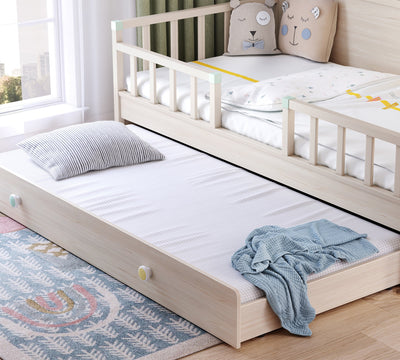 Daybed кровать без крыши-Montes Natural (кровать с выдвигающейся нижней частью) (100x200 см)