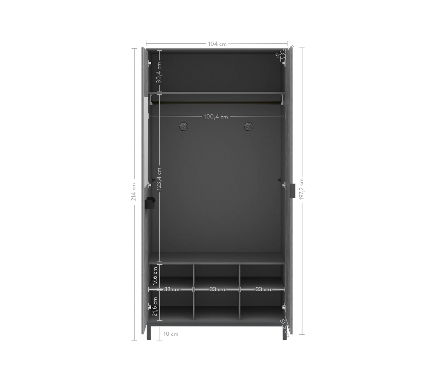 Space Gray шкаф двухдверный
