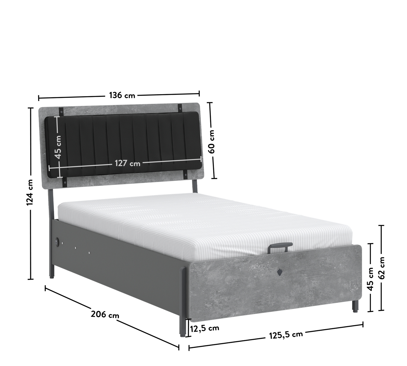 Space Gray кровать с базой