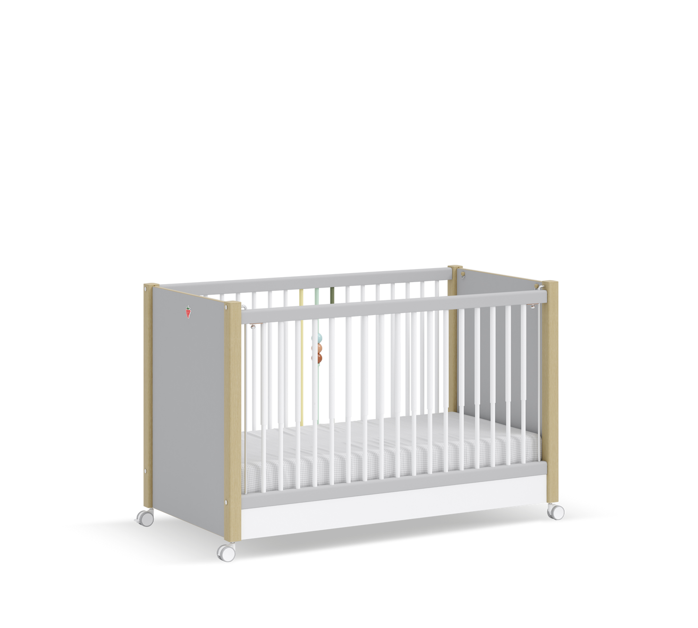 Baby Mino кровать на колесах белая (приставная кроватка) (60x120 см)