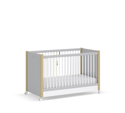 Baby Mino кровать на колесах белая (приставная кроватка) (60x120 см)