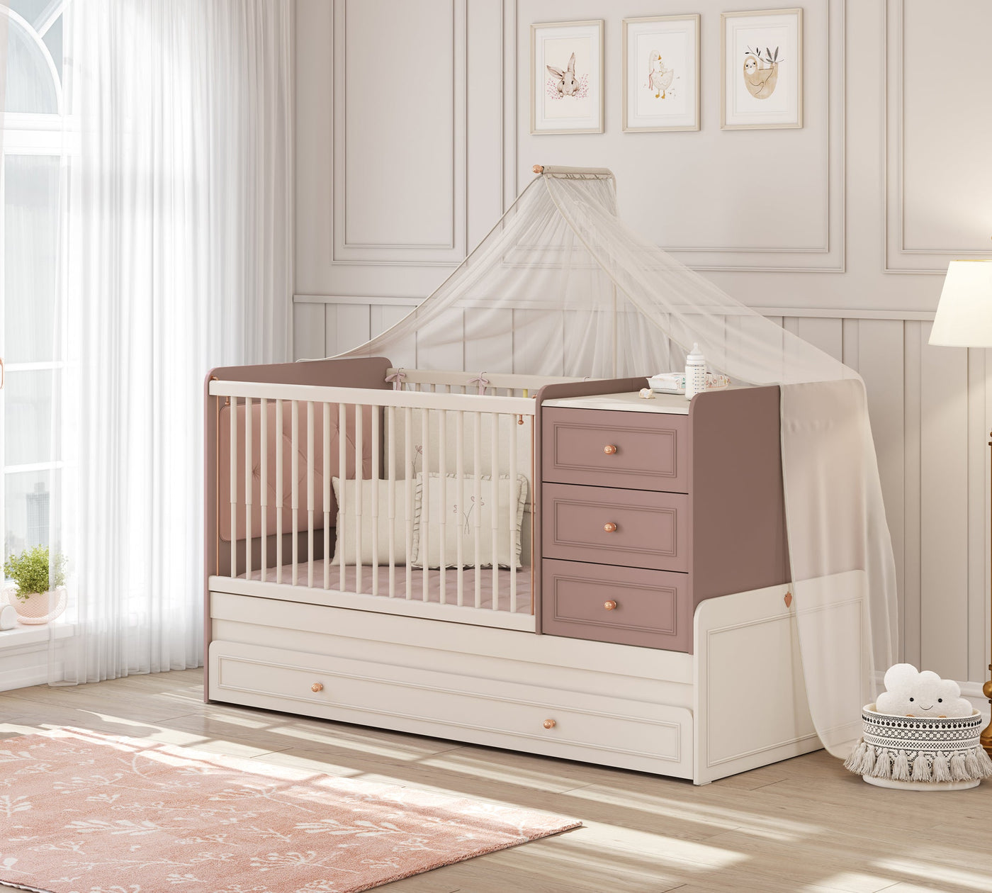 Baby Elegance раздвигающаяся детская кроватка (с кроватью для родителя) (80x180 см)